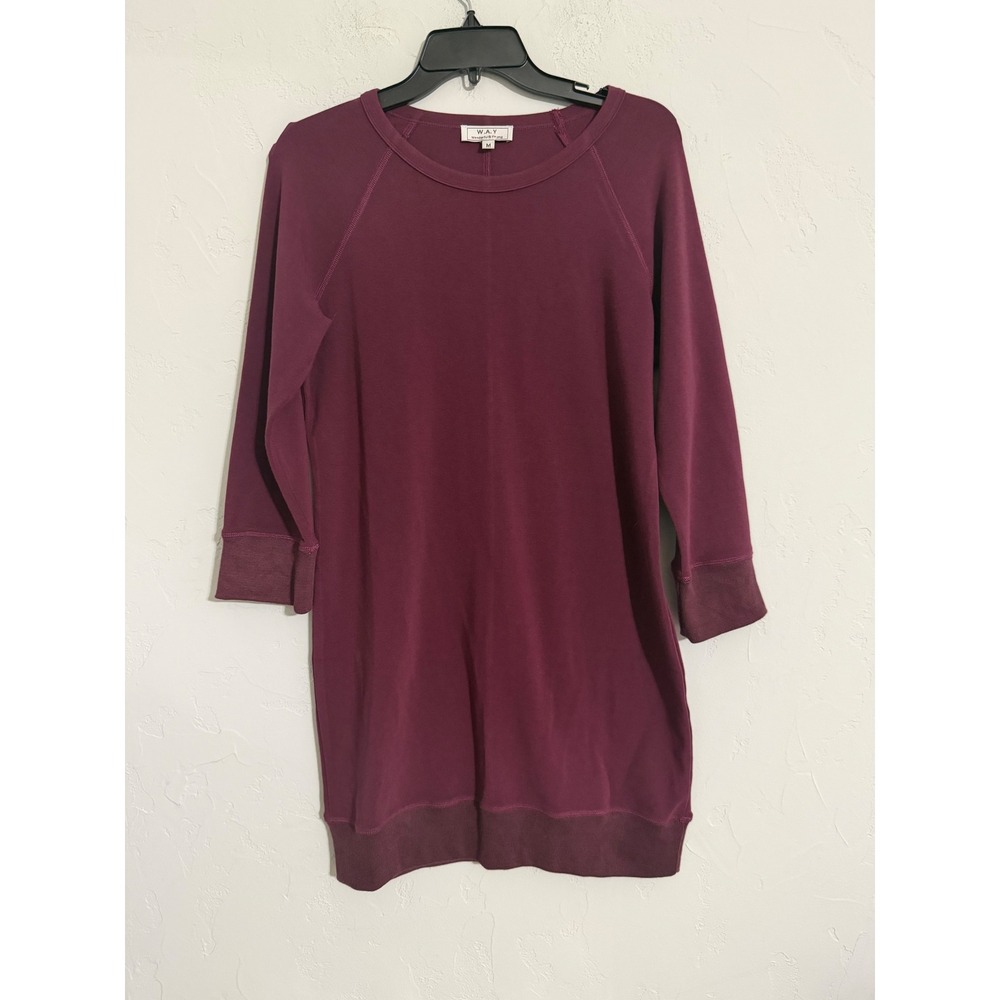 W.A.Y Wonderful & Young Womens Burgundy Raglan Sweatshirt Dress Medium